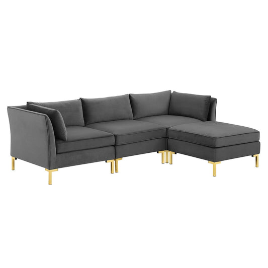 Modway Ardent 4-Piece Performance Velvet Sectional Sofa | Sofas