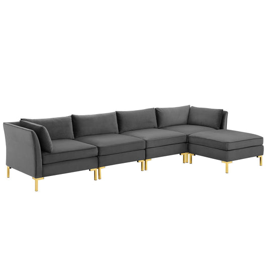 Modway Ardent 5-Piece Performance Velvet Sectional Sofa | Sofas