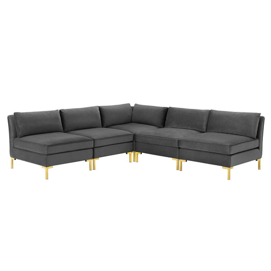 Modway Ardent 5-Piece Performance Velvet Sectional Sofa | Sofas