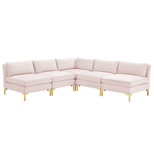 Modway Ardent 5-Piece Performance Velvet Sectional Sofa | Sofas | 