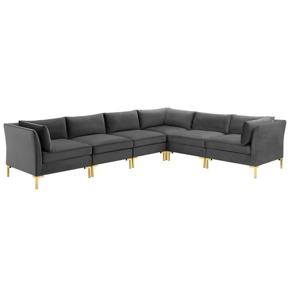 Modway Ardent 6-Piece Performance Velvet Sectional Sofa | Sofas