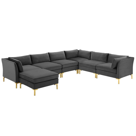 Modway Ardent 7-Piece Performance Velvet Sectional Sofa | Sofas