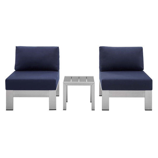 Modway Shore Sunbrella® Fabric Outdoor Patio Aluminum 3 Piece Set | Outdoor Sofas, Loveseats & Sectionals | Modishstore-2