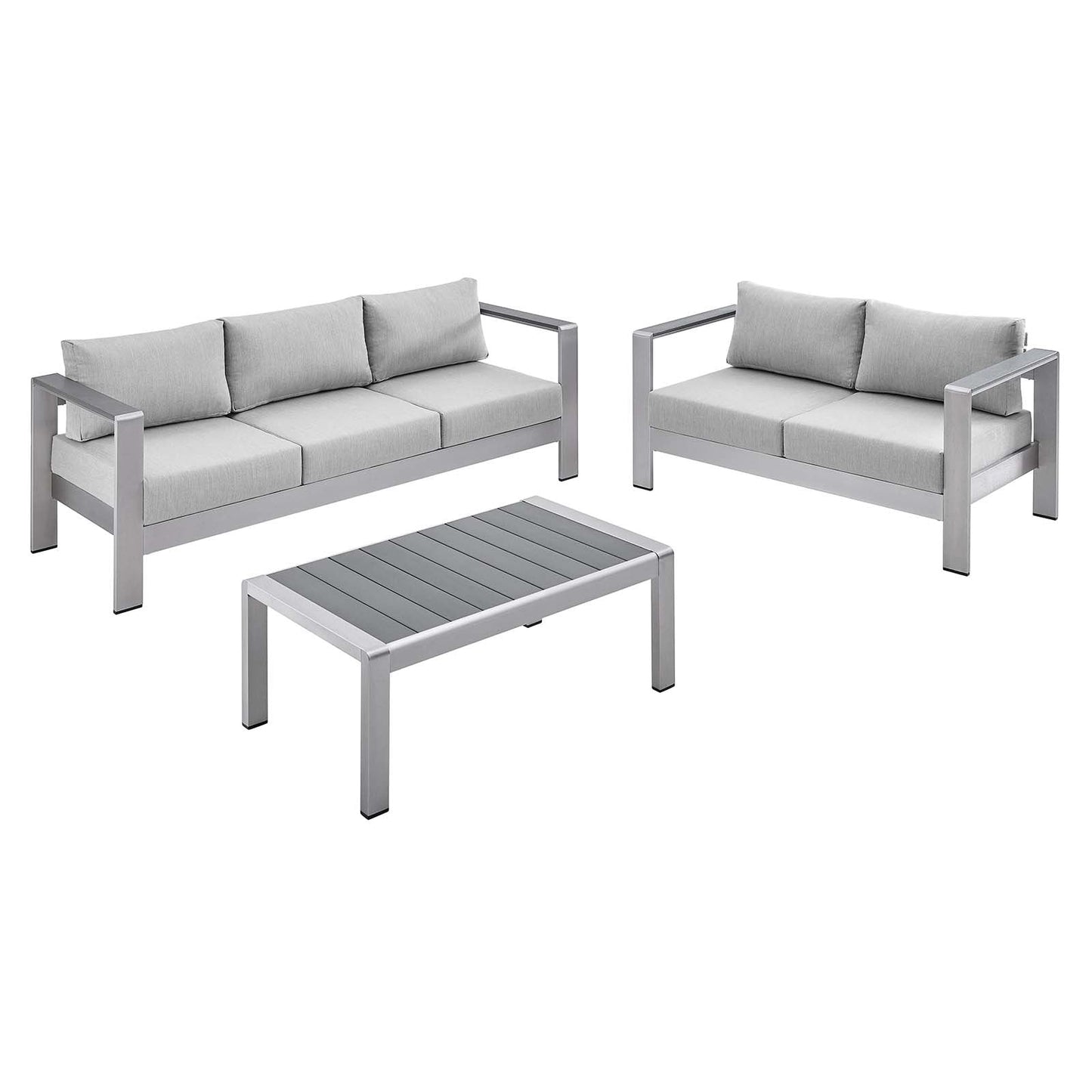 Modway Shore Sunbrella® Fabric Outdoor Patio Aluminum 3 Piece Set | Outdoor Sofas, Loveseats & Sectionals | Modishstore
