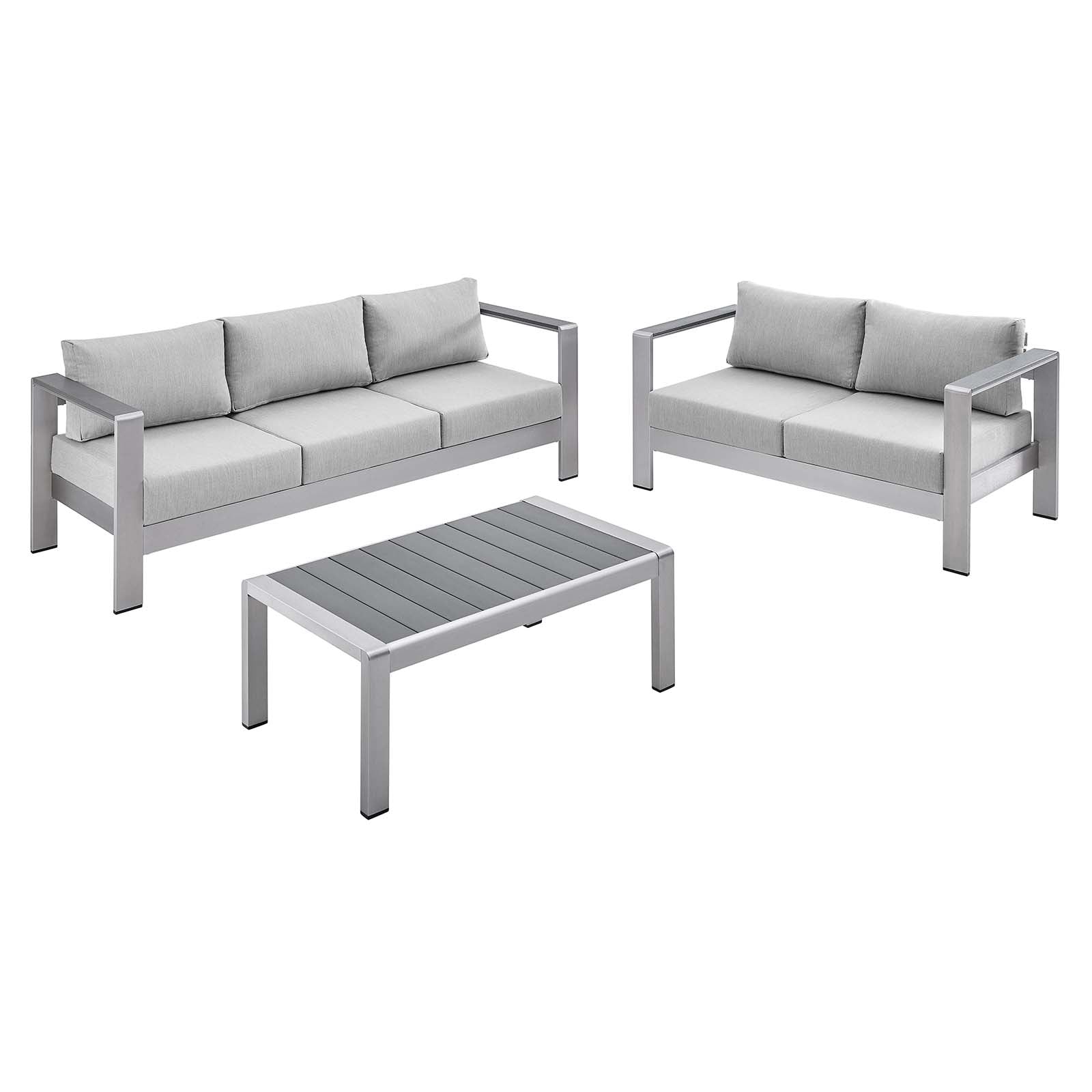 Modway Shore Sunbrella® Fabric Outdoor Patio Aluminum 3 Piece Set | Outdoor Sofas, Loveseats & Sectionals | Modishstore
