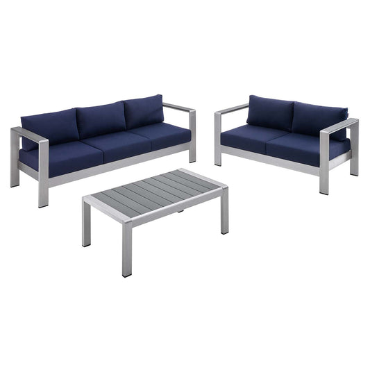 Modway Shore Sunbrella® Fabric Outdoor Patio Aluminum 3 Piece Set | Outdoor Sofas, Loveseats & Sectionals | Modishstore-2
