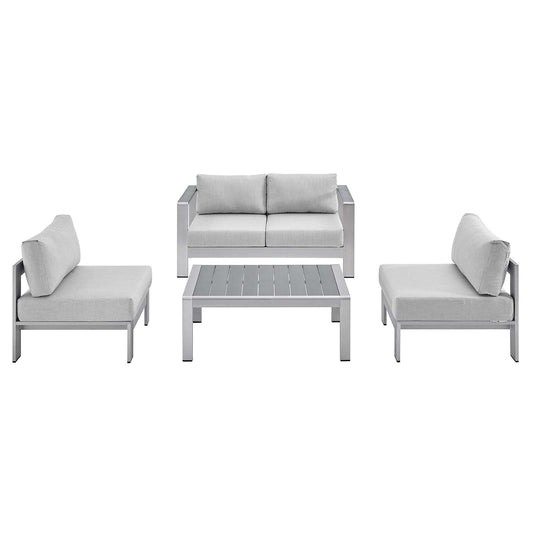 Shore Sunbrella® Fabric Outdoor Patio Aluminum 4 Piece Set By Modway | Outdoor Patio | Modishstore