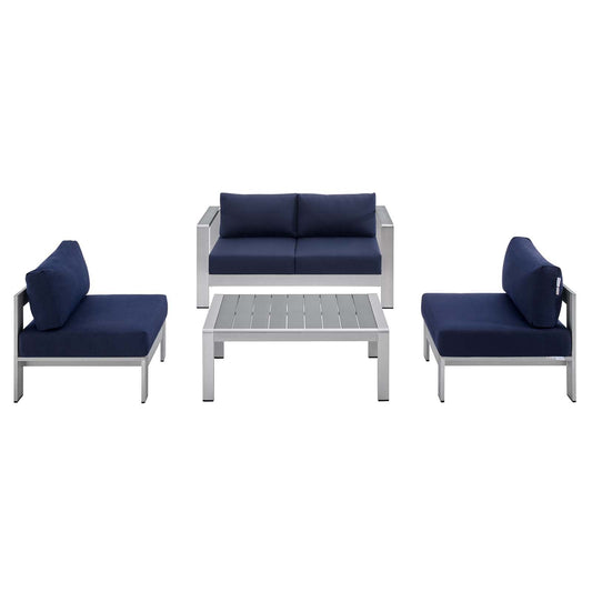 Shore Sunbrella® Fabric Outdoor Patio Aluminum 4 Piece Set By Modway | Outdoor Patio | Modishstore-2