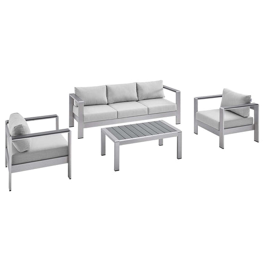 Shore Sunbrella® Fabric Outdoor Patio Aluminum 4 Piece Set By Modway - EEI-4316 | Outdoor Sofas, Loveseats & Sectionals | Modishstore