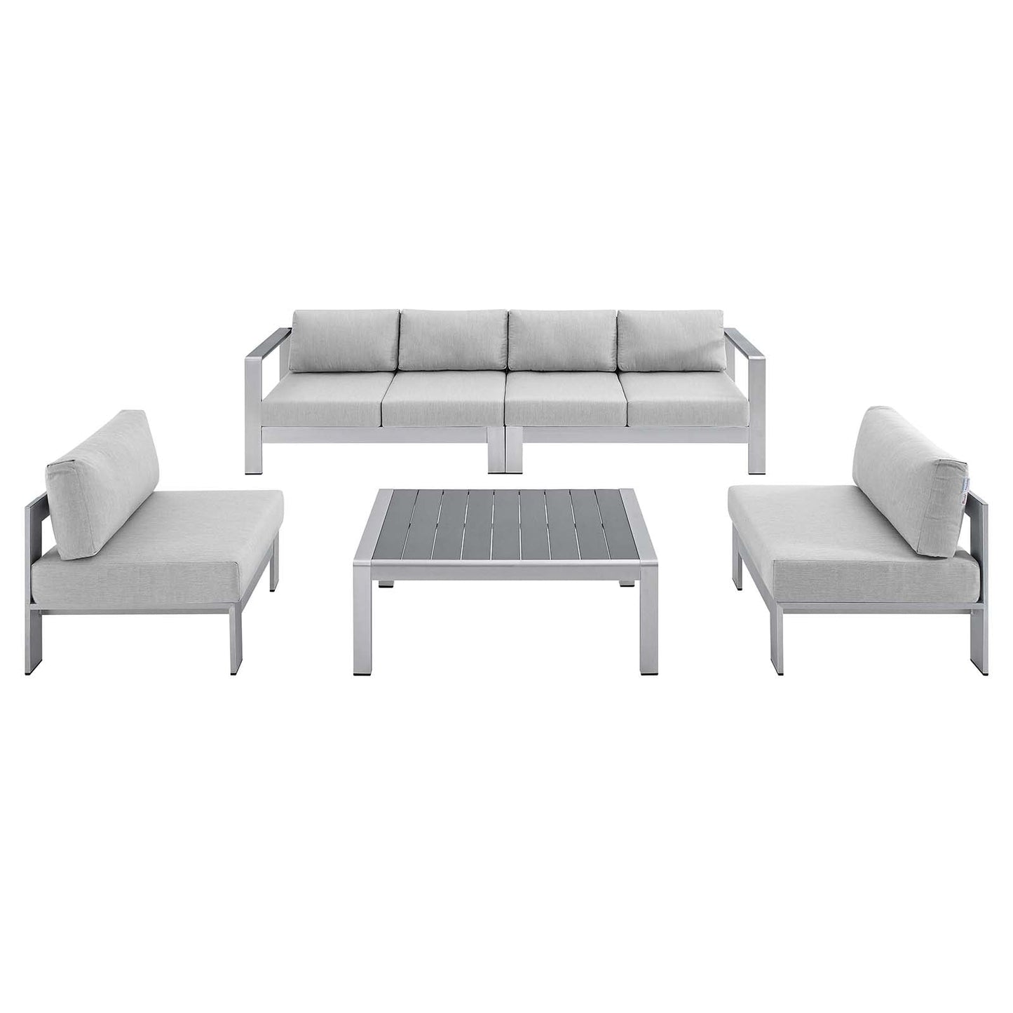 Modway Shore Sunbrella® Fabric Outdoor Patio Aluminum 5 Piece Sectional Sofa Set | Outdoor Sofas, Loveseats & Sectionals | Modishstore