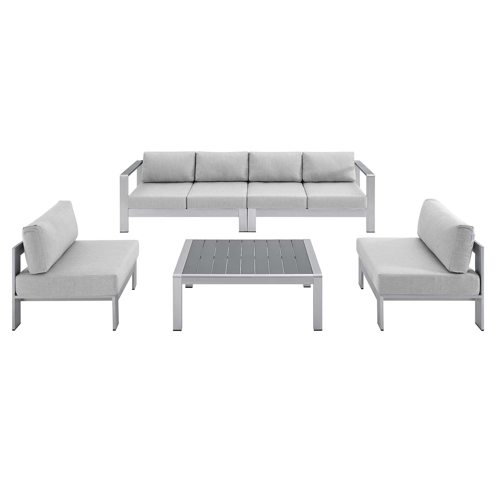 Modway Shore Sunbrella® Fabric Outdoor Patio Aluminum 5 Piece Sectional Sofa Set | Outdoor Sofas, Loveseats & Sectionals | Modishstore