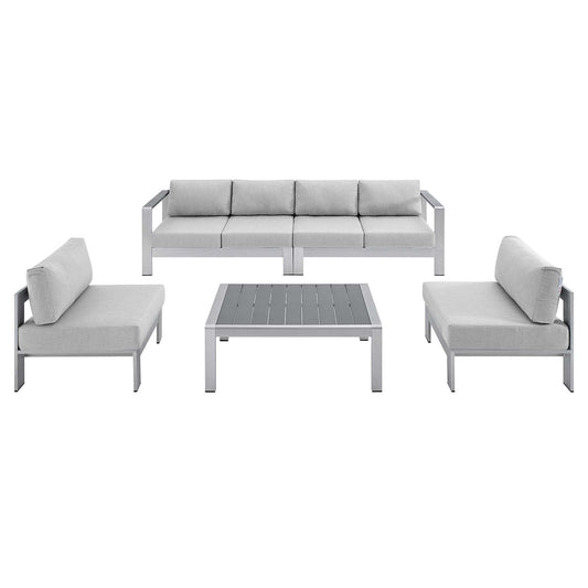 Modway Shore Sunbrella® Fabric Outdoor Patio Aluminum 5 Piece Sectional Sofa Set | Outdoor Sofas, Loveseats & Sectionals | Modishstore
