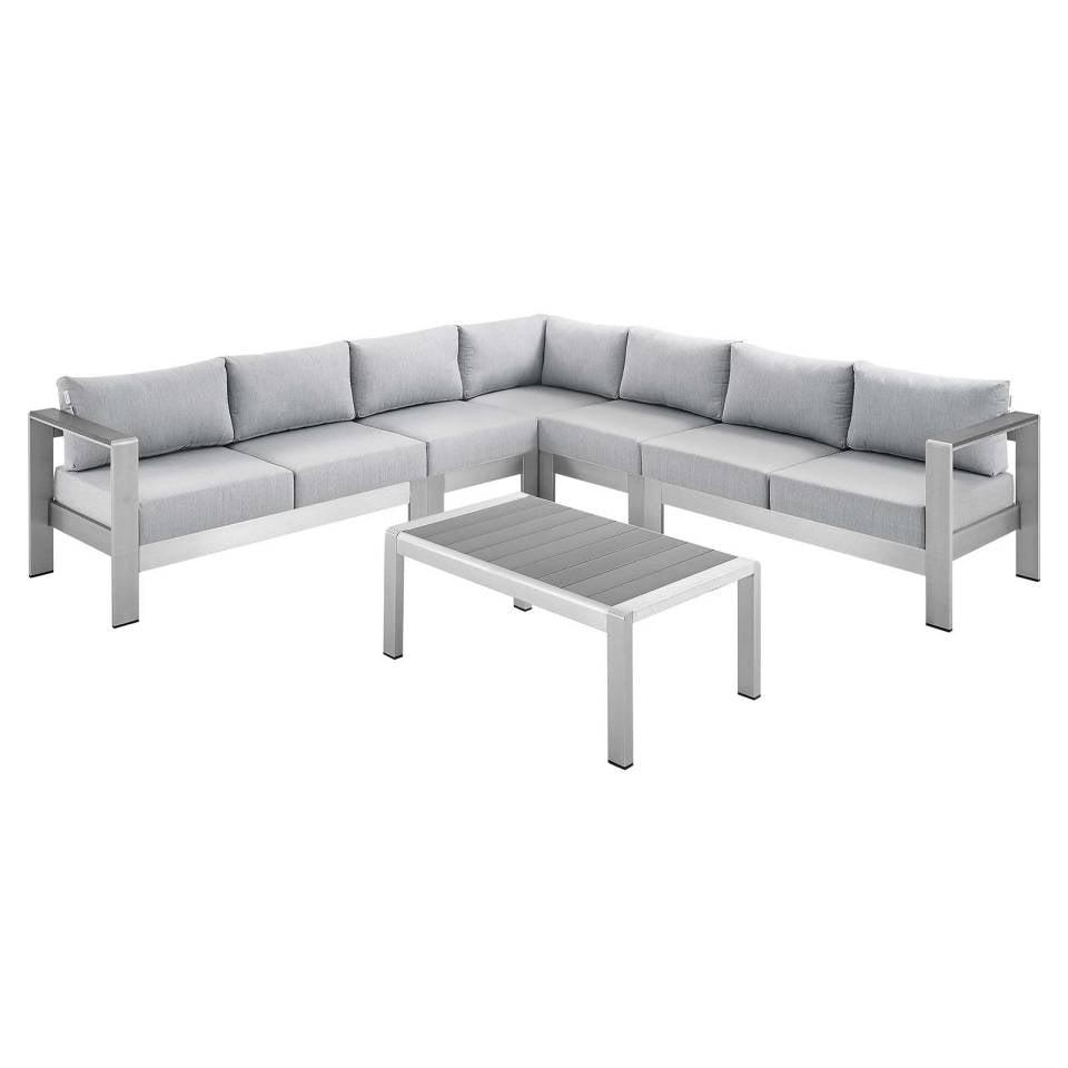 Modway Shore Sunbrella® Fabric Outdoor Patio Aluminum 6 Piece Sectional Sofa Set | Outdoor Sofas, Loveseats & Sectionals | Modishstore