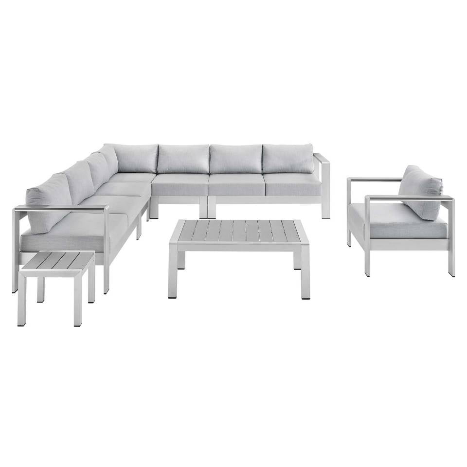 Modway Shore Sunbrella® Fabric Outdoor Patio Aluminum 8 Piece Sectional Sofa Set | Outdoor Sofas, Loveseats & Sectionals | Modishstore
