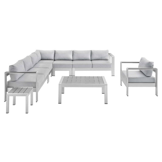 Modway Shore Sunbrella® Fabric Outdoor Patio Aluminum 8 Piece Sectional Sofa Set | Outdoor Sofas, Loveseats & Sectionals | Modishstore