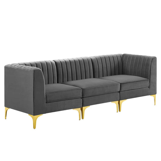Modway Triumph Channel Tufted Performance Velvet 	3-Seater Sofa | Sofas | Modishstore