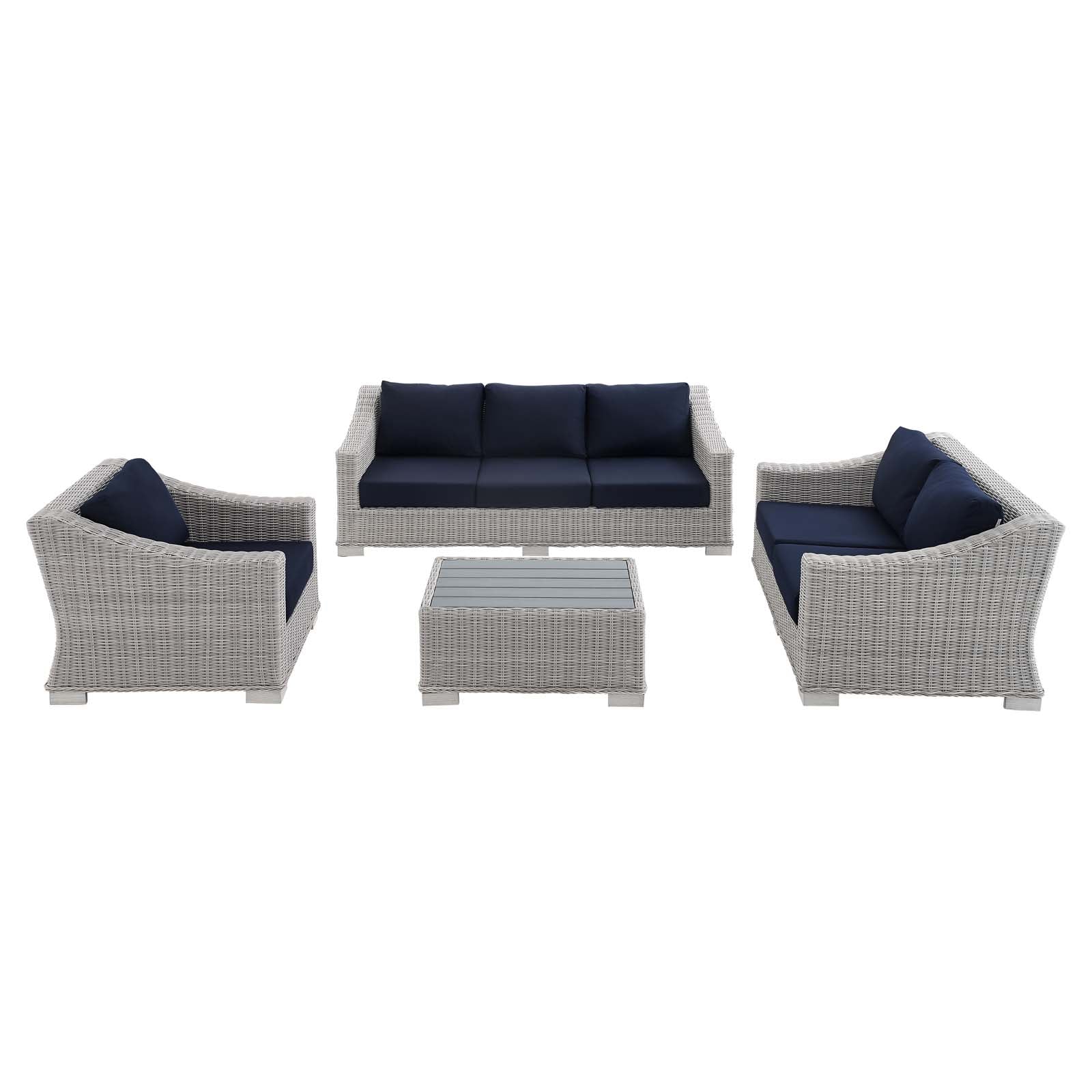 Modway Conway Sunbrella® Outdoor Patio Wicker Rattan 4-Piece Furniture Set | Sofas