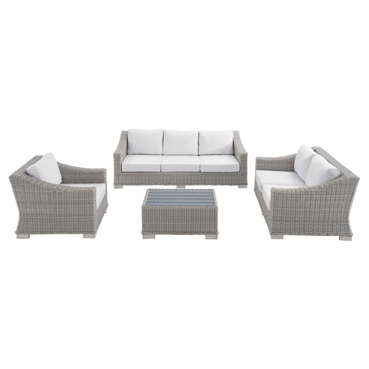 Modway Conway Sunbrella® Outdoor Patio Wicker Rattan 4-Piece Furniture Set | Sofas | 