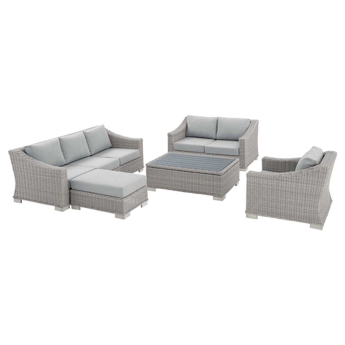 Modway Conway Sunbrella® Outdoor Patio Wicker Rattan 5-Piece Furniture Set | Outdoor Sofas, Loveseats & Sectionals