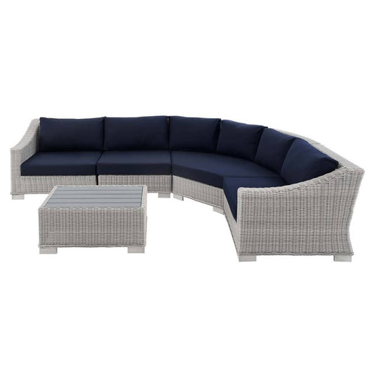 Modway Conway Sunbrella® Outdoor Patio Wicker Rattan 5-Piece Sectional Sofa Set | Outdoor Sofas, Loveseats & Sectionals | 