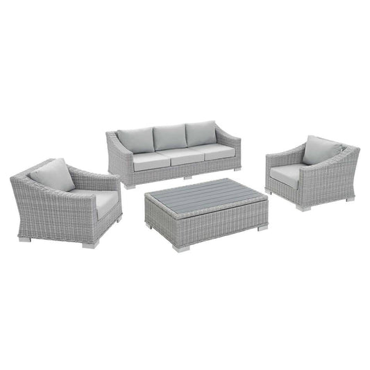 Modway Conway Sunbrella® Outdoor Patio Wicker Rattan 4-Piece Furniture Set | Outdoor Sofas, Loveseats & Sectionals