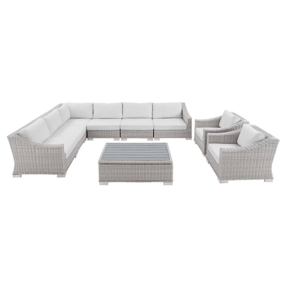 Modway Conway Sunbrella® Outdoor Patio Wicker Rattan 9-Piece Sectional Sofa Set | Outdoor Sofas, Loveseats & Sectionals | 