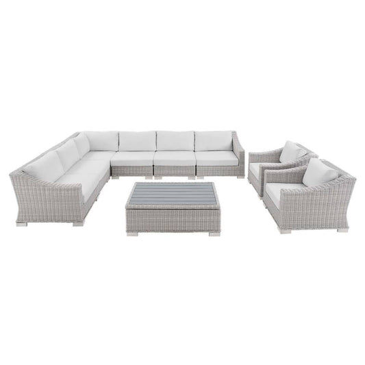 Modway Conway Sunbrella® Outdoor Patio Wicker Rattan 9-Piece Sectional Sofa Set | Outdoor Sofas, Loveseats & Sectionals | 