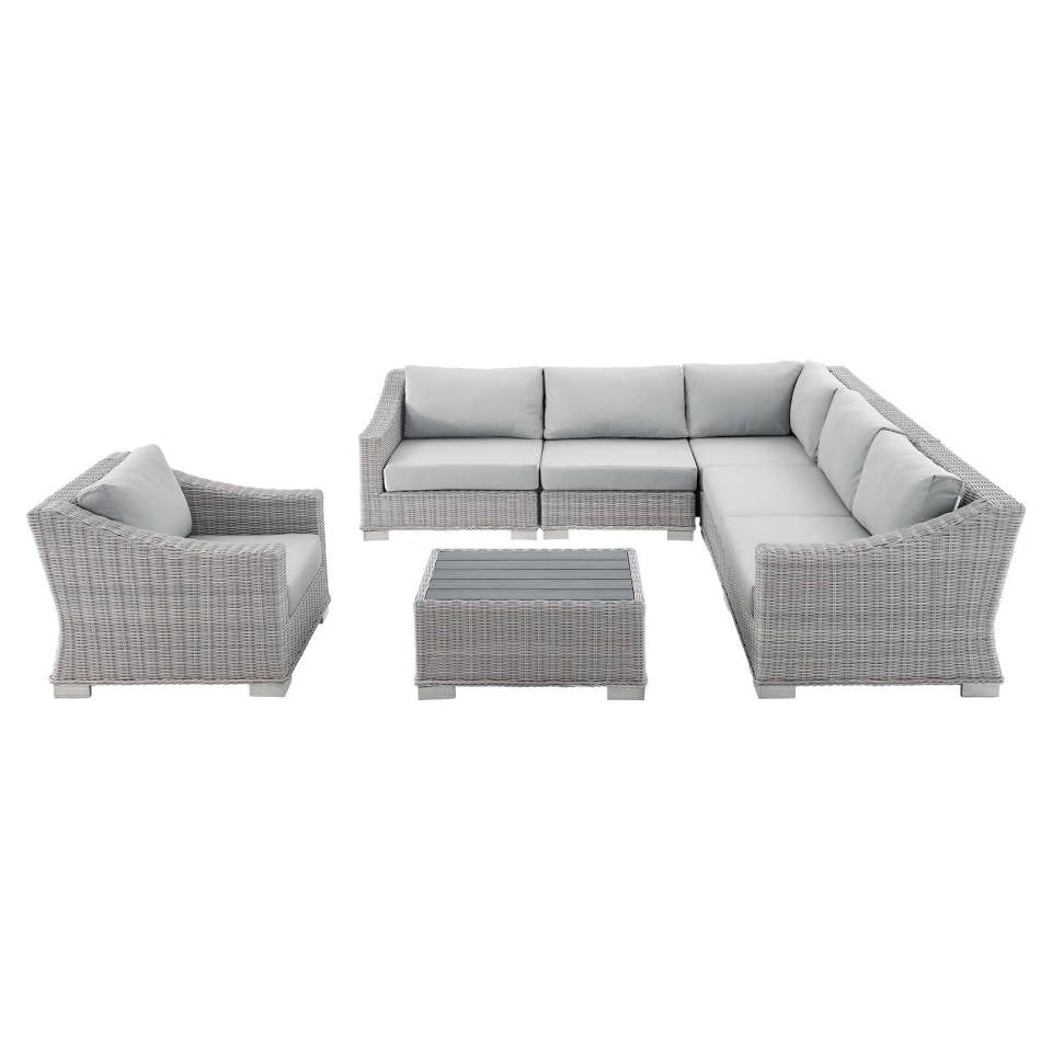 Modway Conway Sunbrella® Outdoor Patio Wicker Rattan 7-Piece Sectional Sofa Set | Outdoor Sofas, Loveseats & Sectionals
