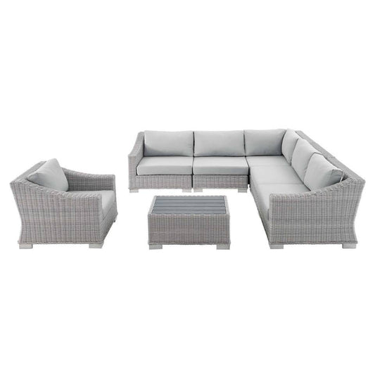 Modway Conway Sunbrella® Outdoor Patio Wicker Rattan 7-Piece Sectional Sofa Set | Outdoor Sofas, Loveseats & Sectionals