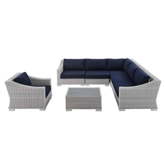 Modway Conway Sunbrella® Outdoor Patio Wicker Rattan 7-Piece Sectional Sofa Set | Outdoor Sofas, Loveseats & Sectionals | 