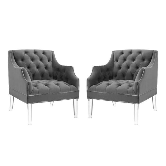 Modway Proverbial Armchair Performance Velvet Set of 2 | Armchairs | Modishstore