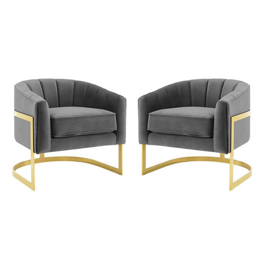 Modway Esteem Accent Armchair Performance Velvet Set of 2 | Armchairs
