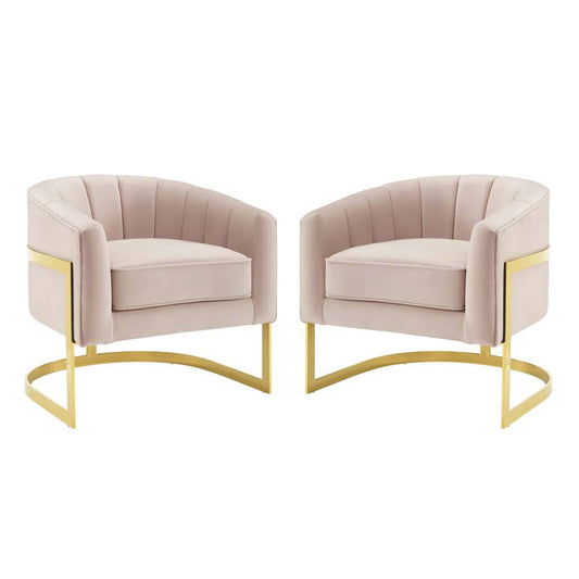 Modway Esteem Accent Armchair Performance Velvet Set of 2 | Armchairs | 