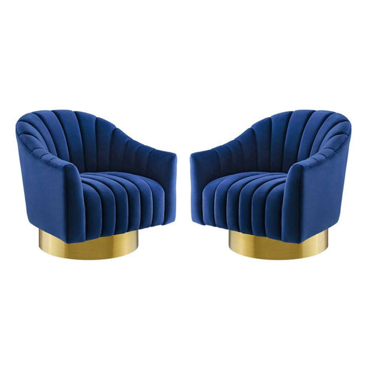 Modway Buoyant Swivel Chair Performance Velvet Set of 2 | Accent Chairs | 