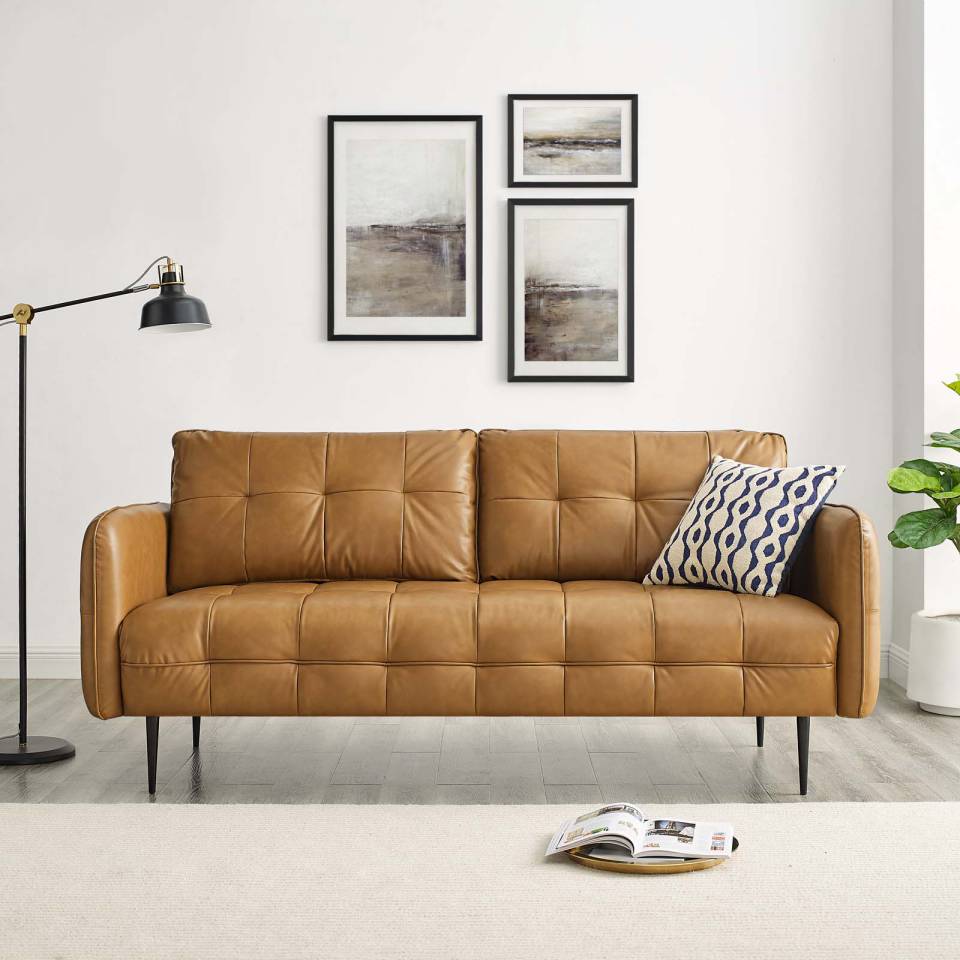 Modway Cameron Tufted Vegan Leather Sofa | Sofas