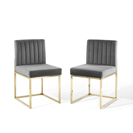 Modway Carriage Dining Chair Performance Velvet Set of 2 | Dining Chairs