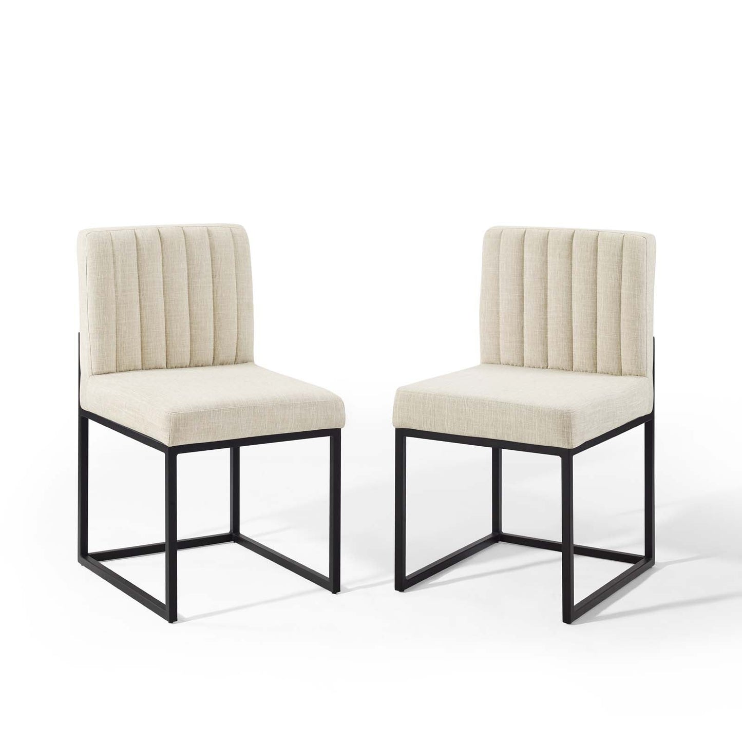 Modway Carriage Dining Chair Upholstered Fabric Set of 2 | Dining Chairs