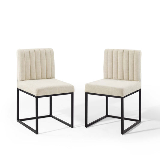 Modway Carriage Dining Chair Upholstered Fabric Set of 2 | Dining Chairs