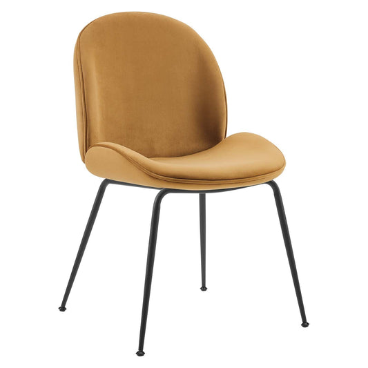 Scoop Black Powder Coated Steel Leg Performance Velvet Dining Chairs - Set of 2 By Modway | Dining Chairs | Modishstore-15