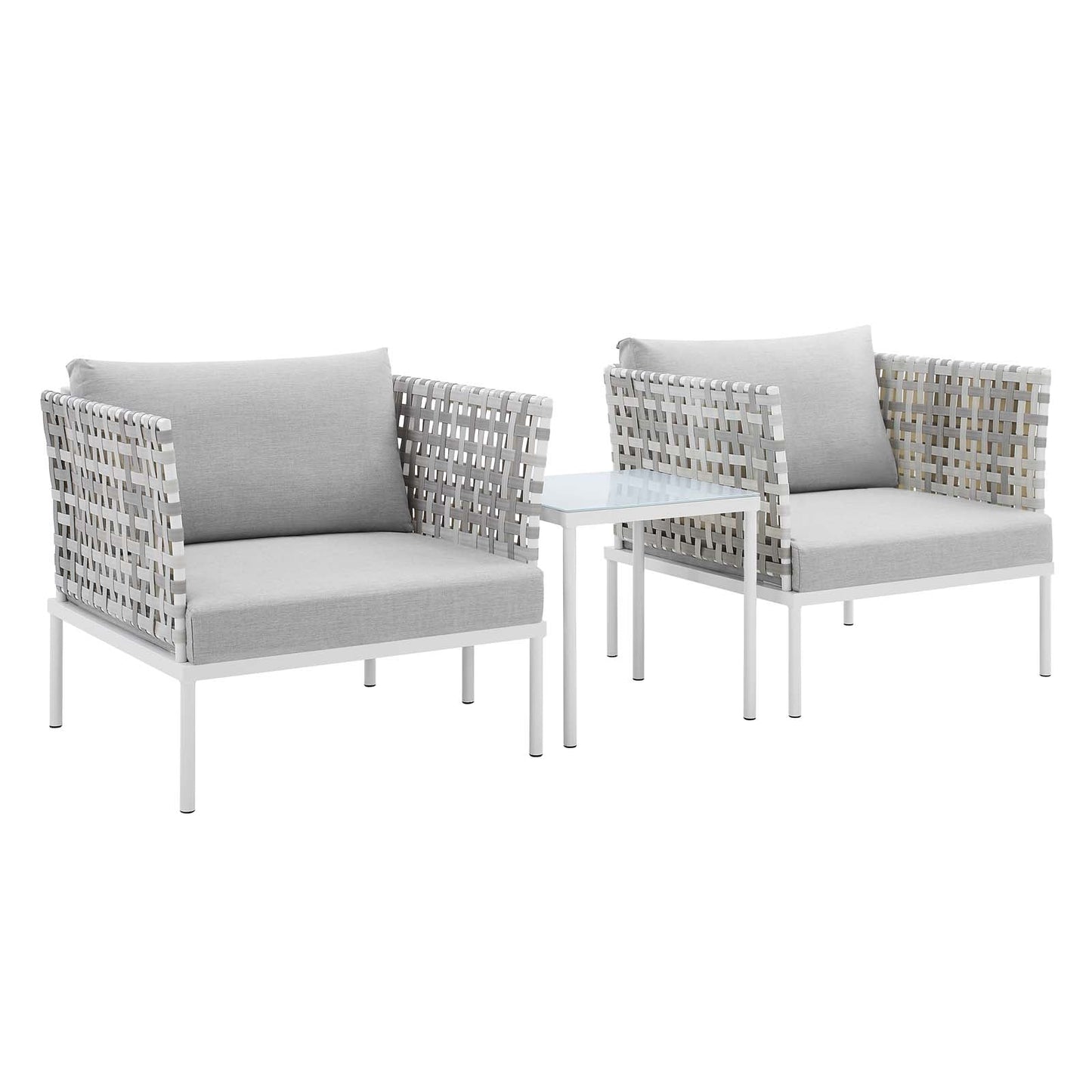 Modway Harmony 3-Piece  Sunbrella® Basket Weave Outdoor Patio Aluminum Seating Set | Outdoor Sofas, Loveseats & Sectionals