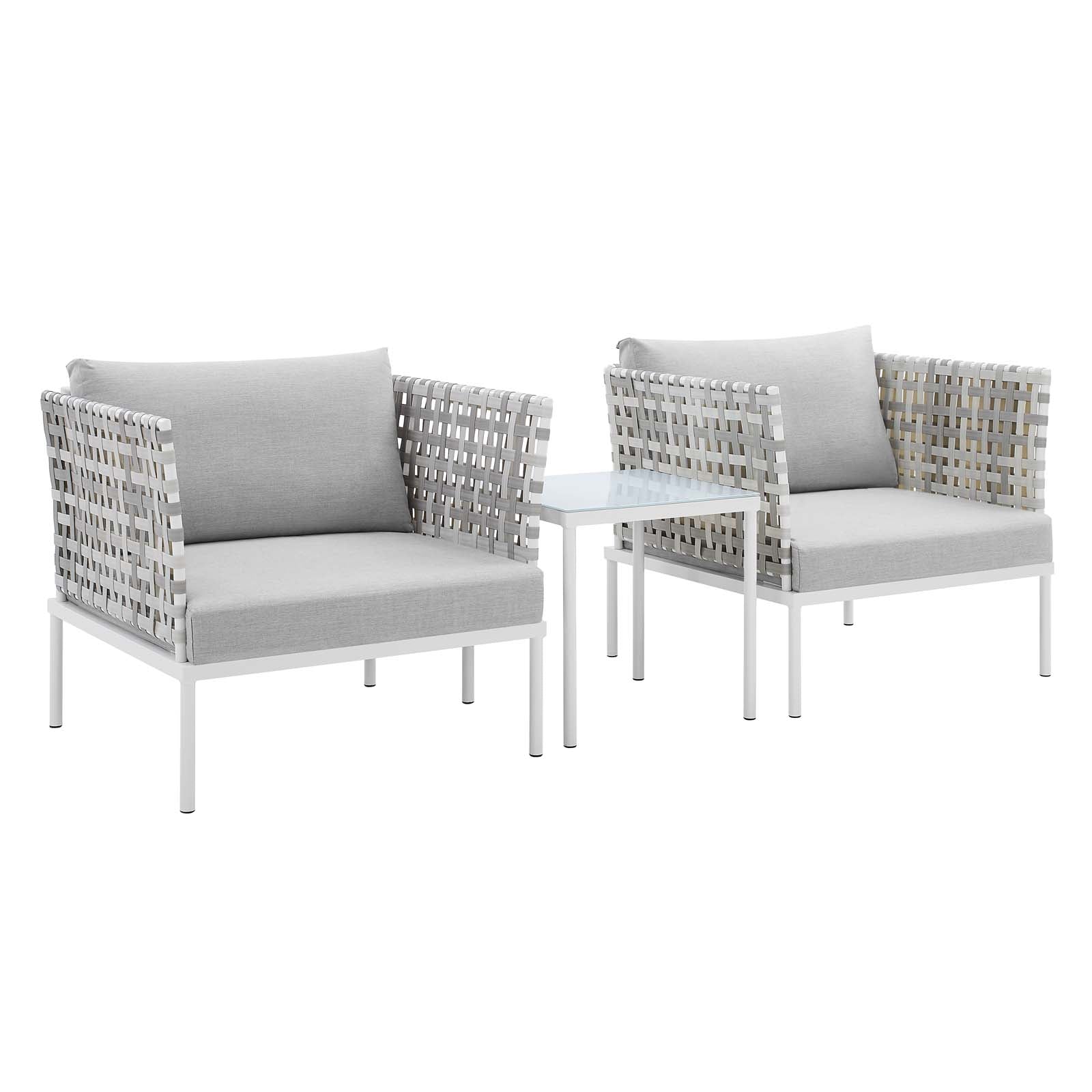 Modway Harmony 3-Piece  Sunbrella® Basket Weave Outdoor Patio Aluminum Seating Set | Outdoor Sofas, Loveseats & Sectionals