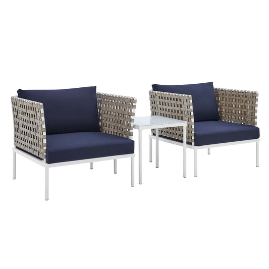Harmony 3-Piece  Sunbrella® Basket Weave Outdoor Patio Aluminum Seating Set By Modway - EEI-4685 | Outdoor Chairs - 2