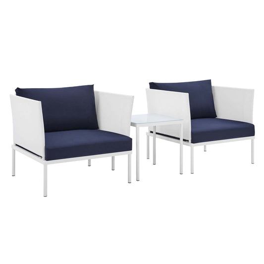 Harmony 3-Piece  Sunbrella® Outdoor Patio Aluminum Seating Set By Modway - EEI-4686 | Outdoor Sofas, Loveseats & Sectionals