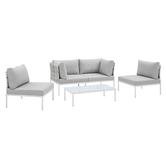 Modway Harmony 4-Piece  Sunbrella® Basket Weave Outdoor Patio Aluminum Seating Set | Outdoor Sofas, Loveseats & Sectionals