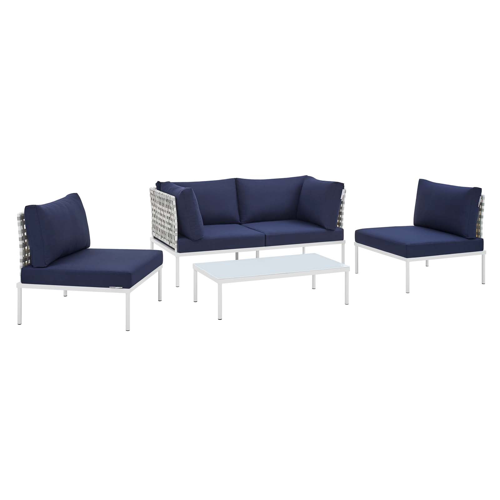 Modway Harmony 4-Piece  Sunbrella® Basket Weave Outdoor Patio Aluminum Seating Set | Outdoor Sofas, Loveseats & Sectionals | 