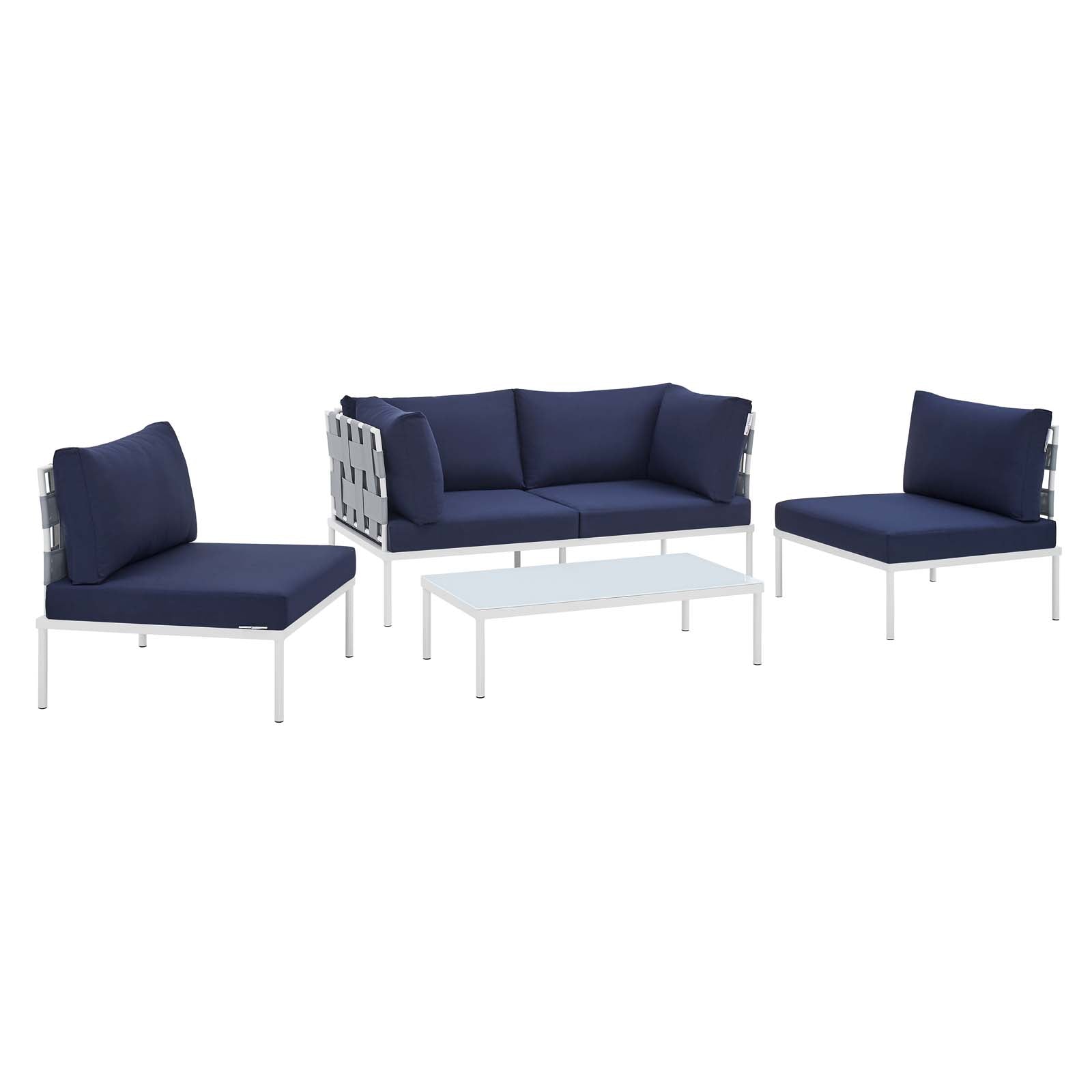 Harmony 4-Piece  Sunbrella® Outdoor Patio Aluminum Seating Set By Modway - EEI-4691 | Outdoor Sofas, Loveseats & Sectionals - 2