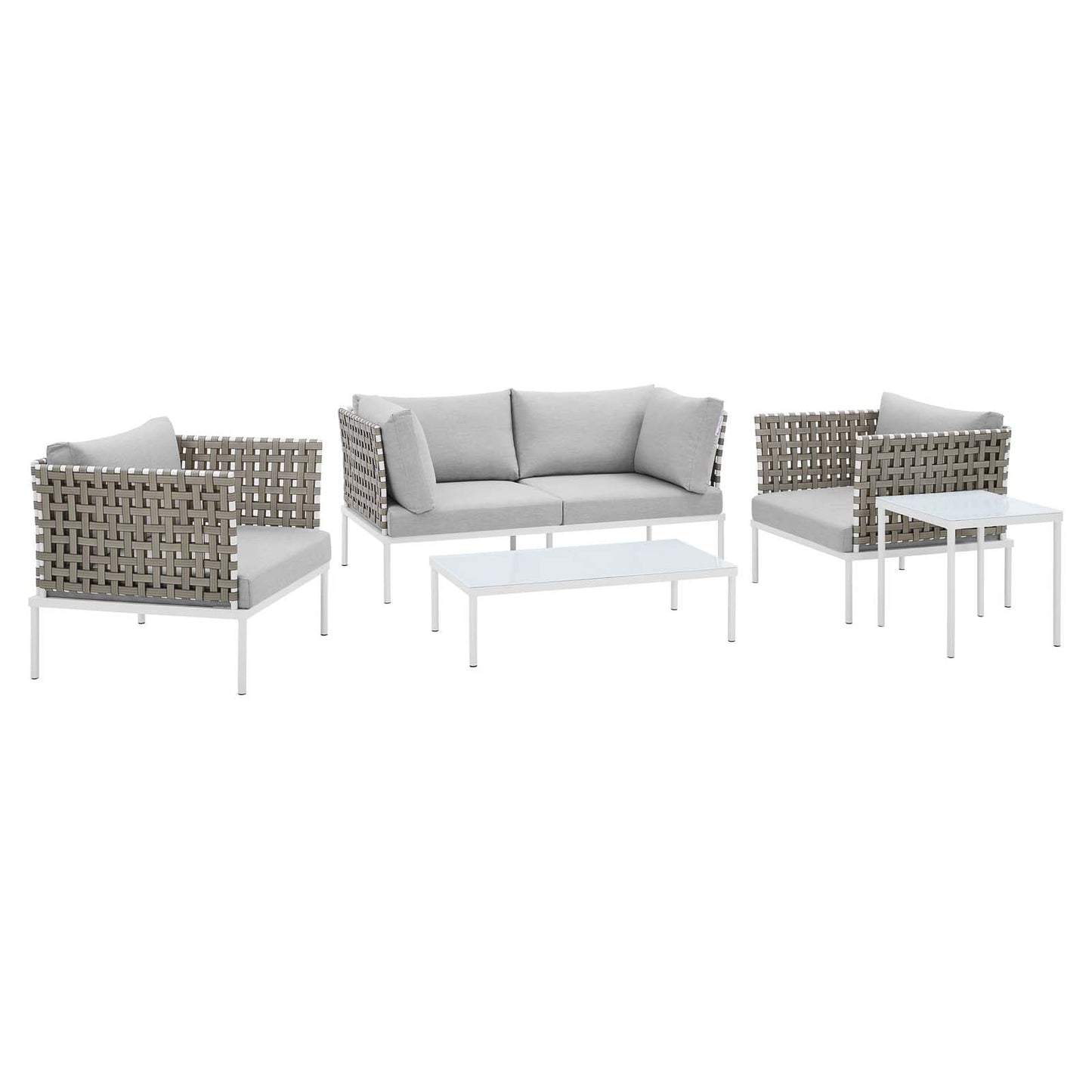 Harmony 5-Piece  Sunbrella® Basket Weave Outdoor Patio Aluminum Seating Set By Modway - EEI-4693 | Outdoor Sofas, Loveseats & Sectionals