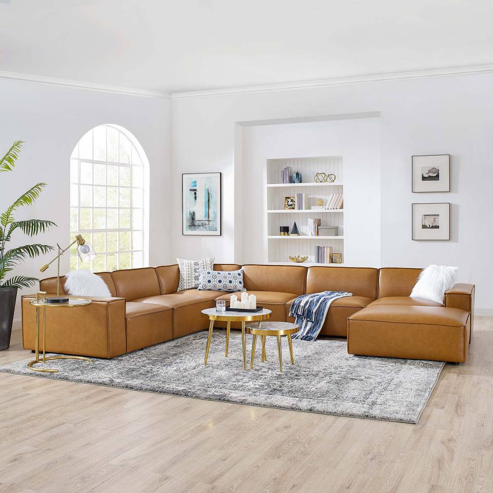 Modway Restore 7-Piece Vegan Leather Sectional Sofa | Sofas | Modishstore