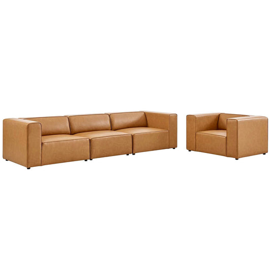 Mingle Vegan Leather Sofa and Armchair Set By Modway | Sofas