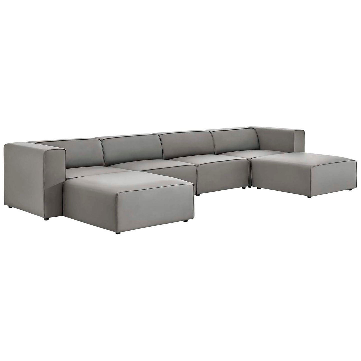 Modway Mingle Vegan Leather 4-Piece Sofa and 2 Ottomans Set | Sofas | Modishstore-2